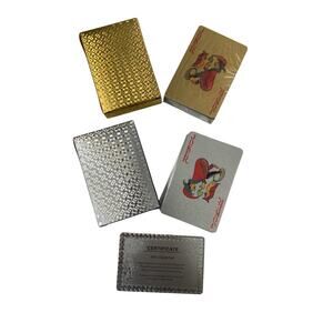 24K Gold Foil Playing Cards Silver & Gold Certificate of Authenticity included